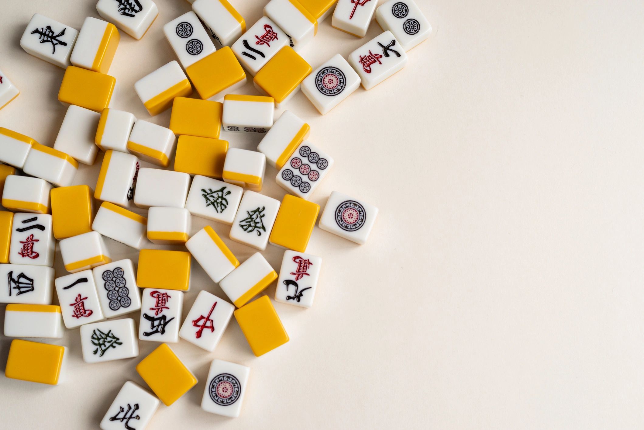 Mahjong tiles arranged for play