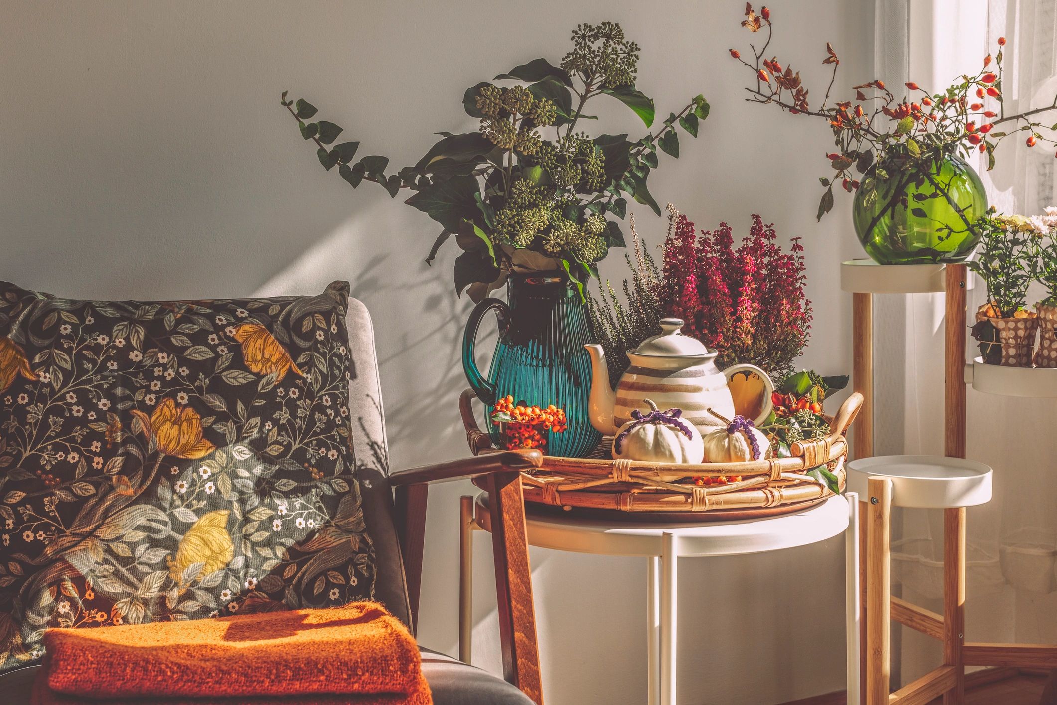 Elegant flower arrangement in a curated interior setting